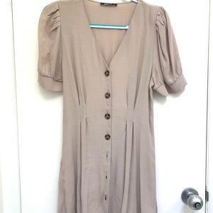 Gina Tricot Button Up Tan Dress